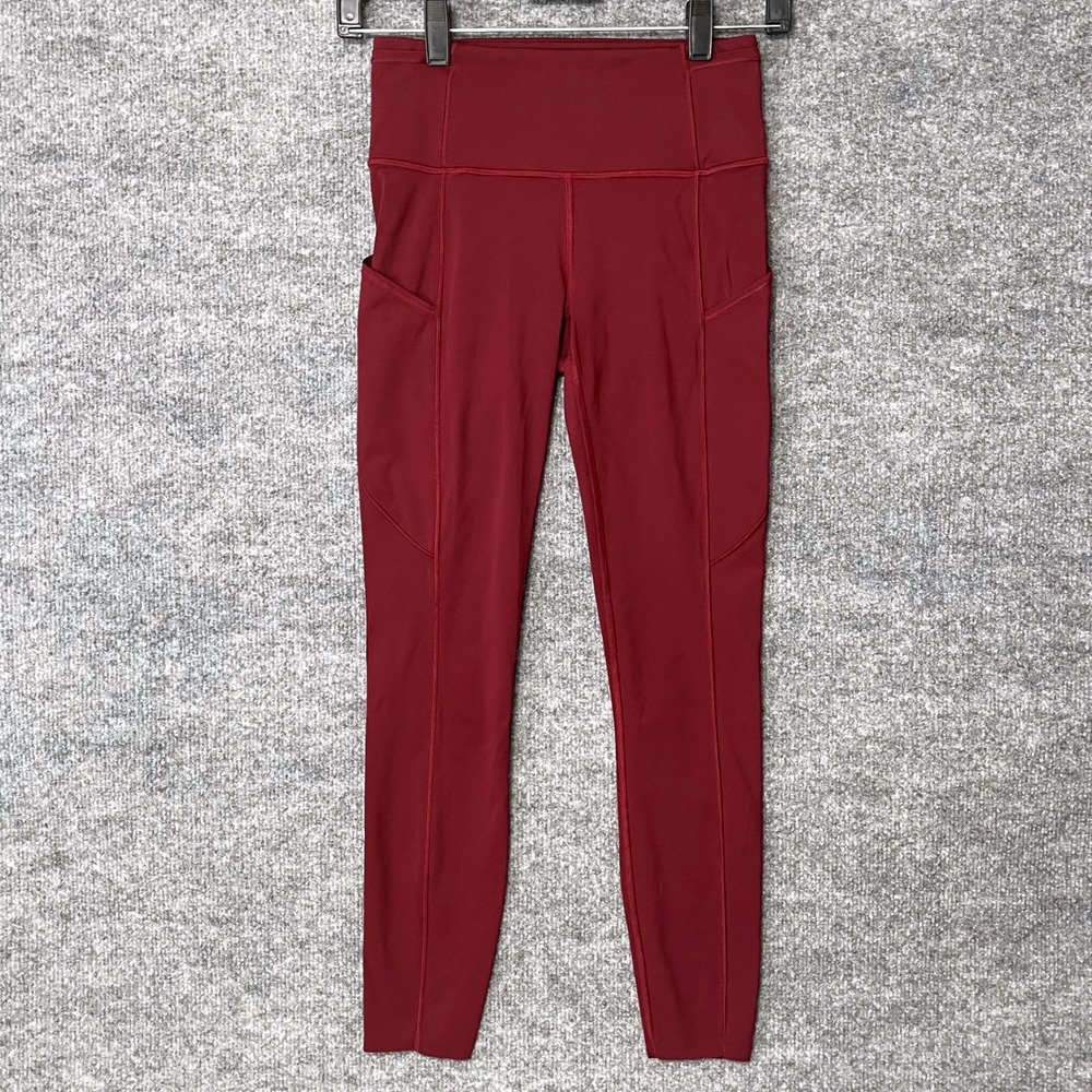 Lululemon Fast and Free High-Rise Tight Burgundy Maroon Nulux Pockets Womens 4